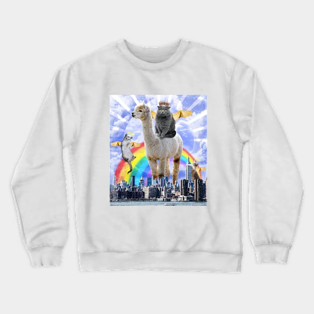 Angel Cats Surreal Collage Crewneck Sweatshirt by Hmus